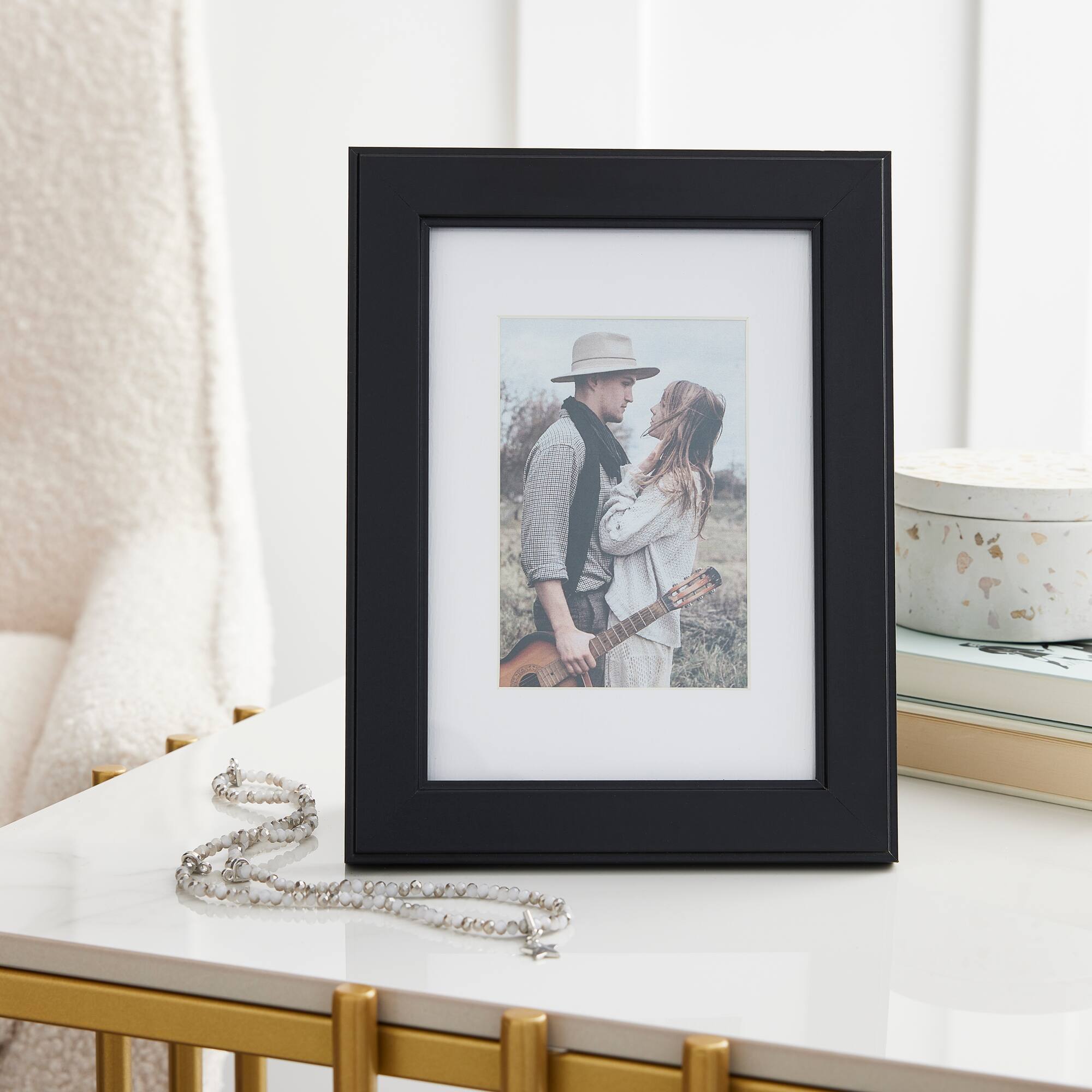 Simply Essentials™ Black Flat Frame with Mat by Studio Décor